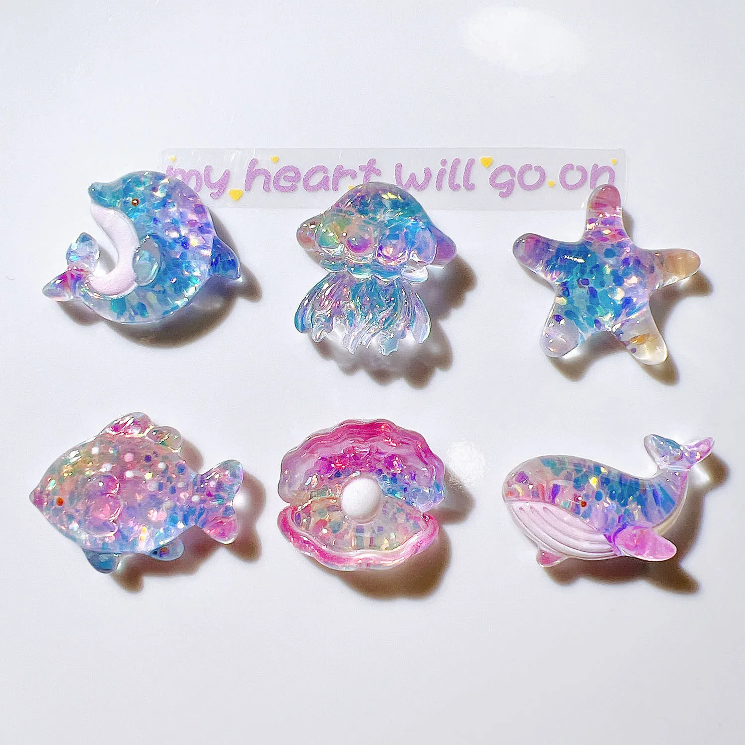 100pcs Cute Mini Ocean Glitter Pearl Shell Resin Flatback Patch DIY for Phone Case Hairpin Keychain Earrings Scrapbook Decor