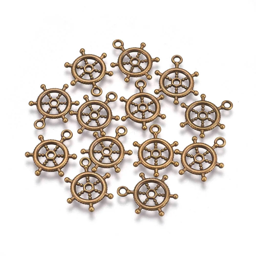 50pcs  style Alloy Helm Pendants Cadmium Free Nickel Free Lead Free Antique Bronze 20x15x1.5mm Hole: 2mm
