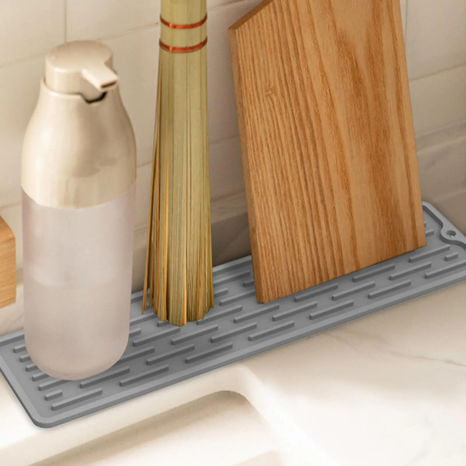 Dish Draining Mat Heat Insulation Waterproof Silicone Dry Fast Sink Drying Mat for Bathroom Farmhouse Countertop Kitchen
