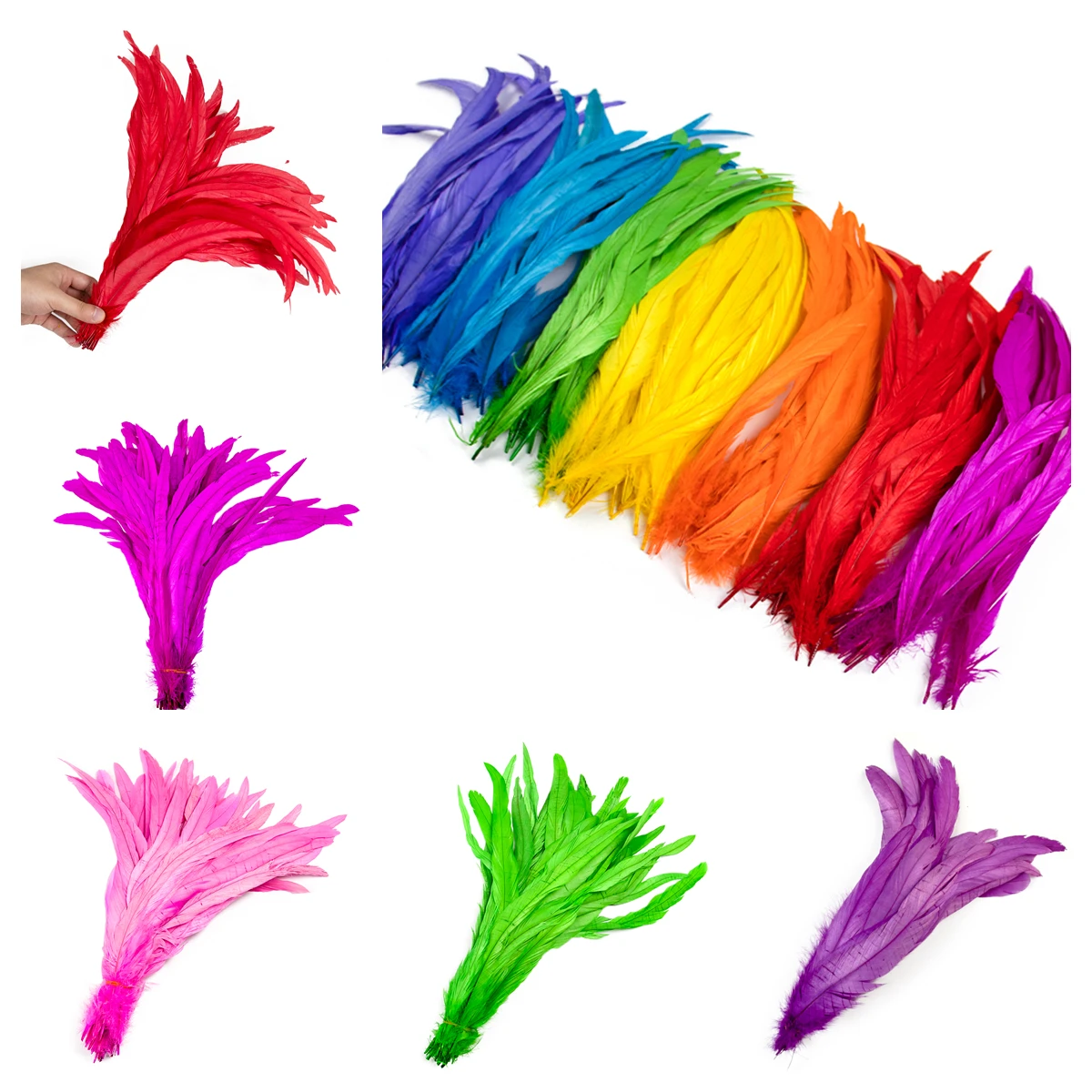 Piume di gallo multicolore 14 pollici 100 pezzi pennacchio di pollo di fagiano naturale per matrimoni decorazioni di carnevale prezzo all\'ingrosso