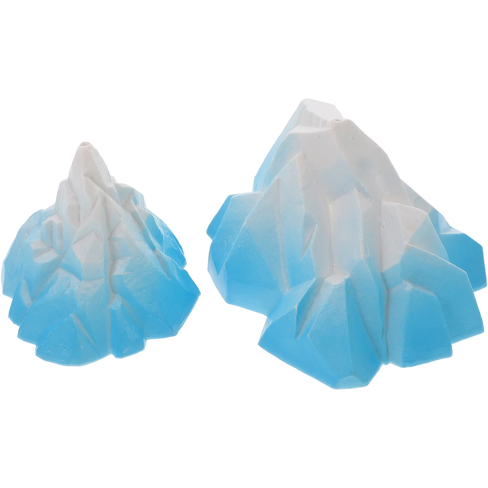 2 Pcs Iceberg Simulated Decoration Fish Tank Tiny Floeberg Figurine Artificial Sky-blue Bride