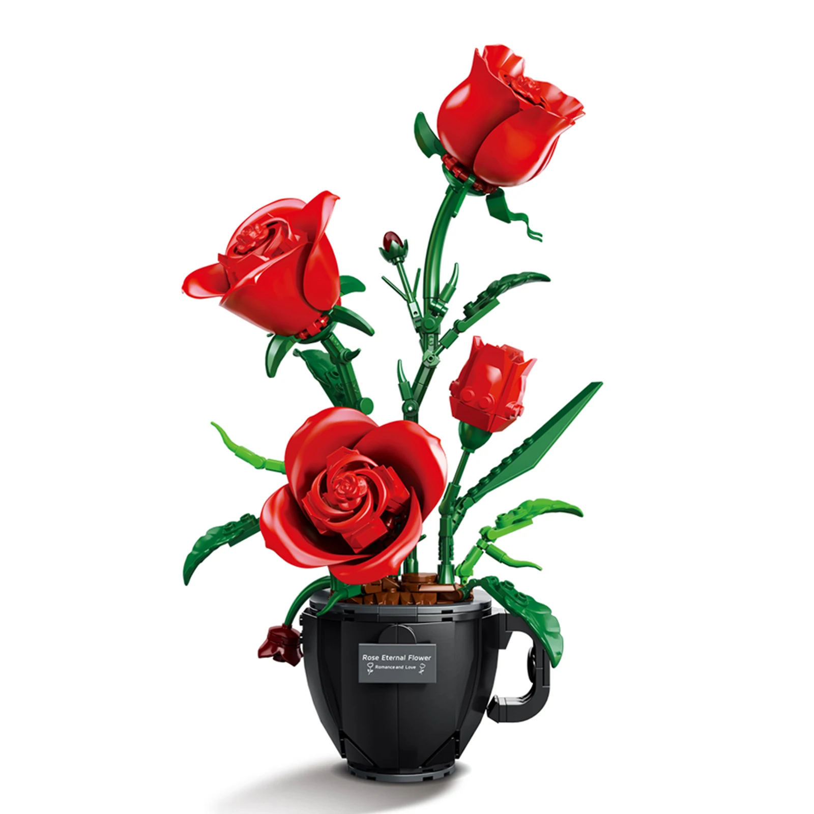 

450pcs Flowers Model Coffee Cup Rose Particle Assembly Building Blocks Creative Potted Plant Bouquet Ornaments Decoration Gift