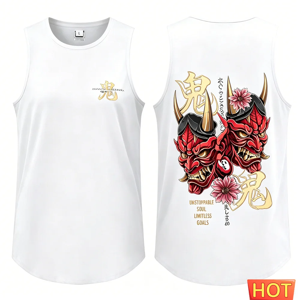 Men's sleeveless T-shirt Summer Ghost Print men's t-shirts and tank tops Breathable Round Neck T-shirt Outdoor Men's sports vest