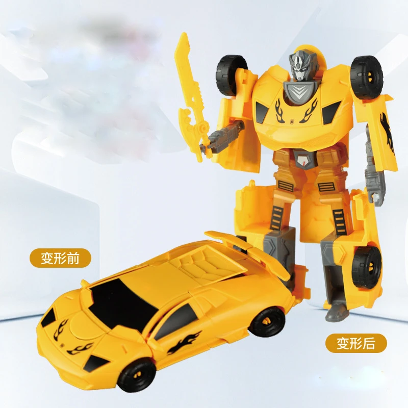 1 stks Mini Transformatie Auto Kids Klassieke Robot Auto Speelgoed Cartoon Figuren Plastic Vervorming Speelgoed Kinderen Jongens Ornamenten Geschenken