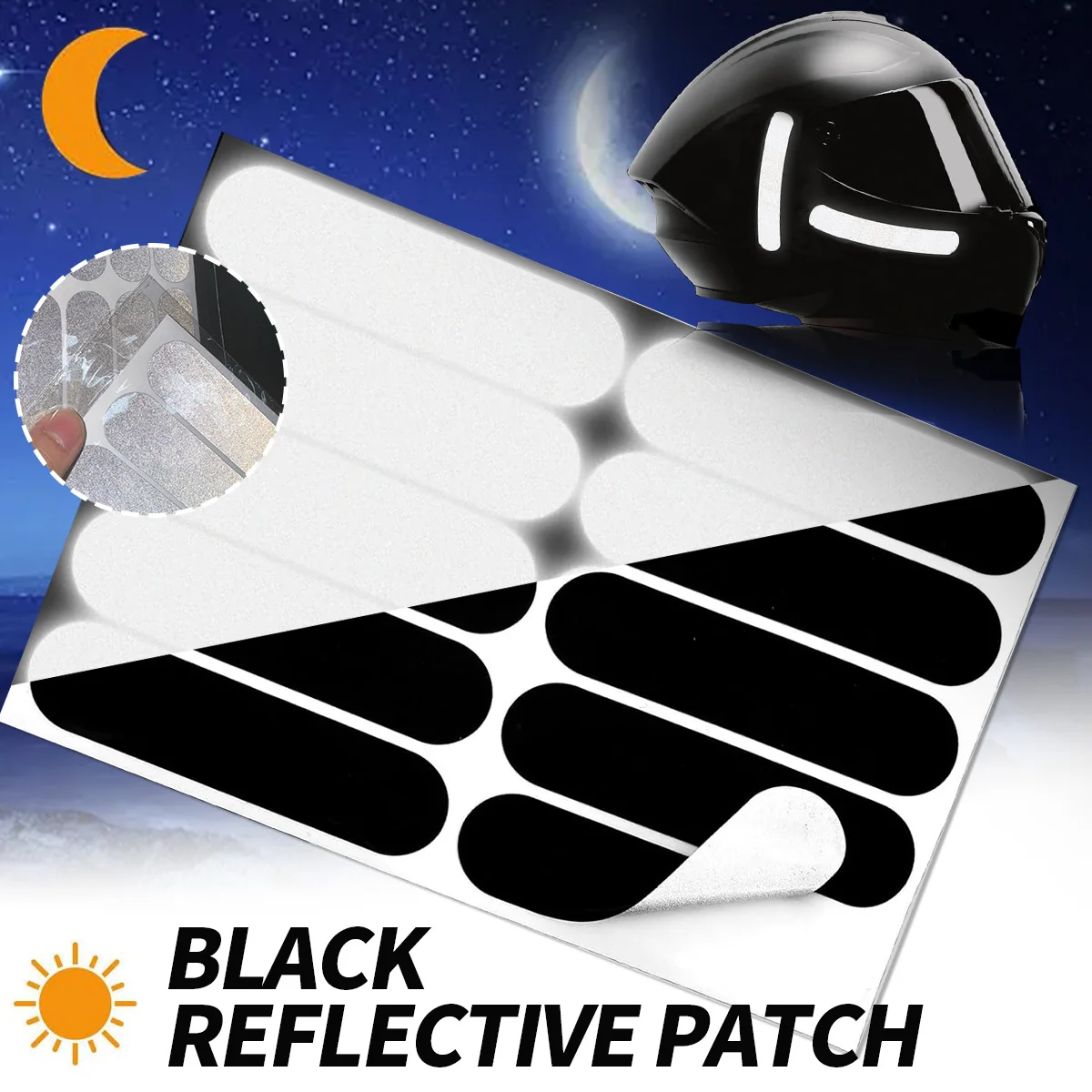 

Black Reflective Stickers for Helmet Invisible Safety Tape for Cars Bikes Motorcycles Scooters - Visibility Enhancement