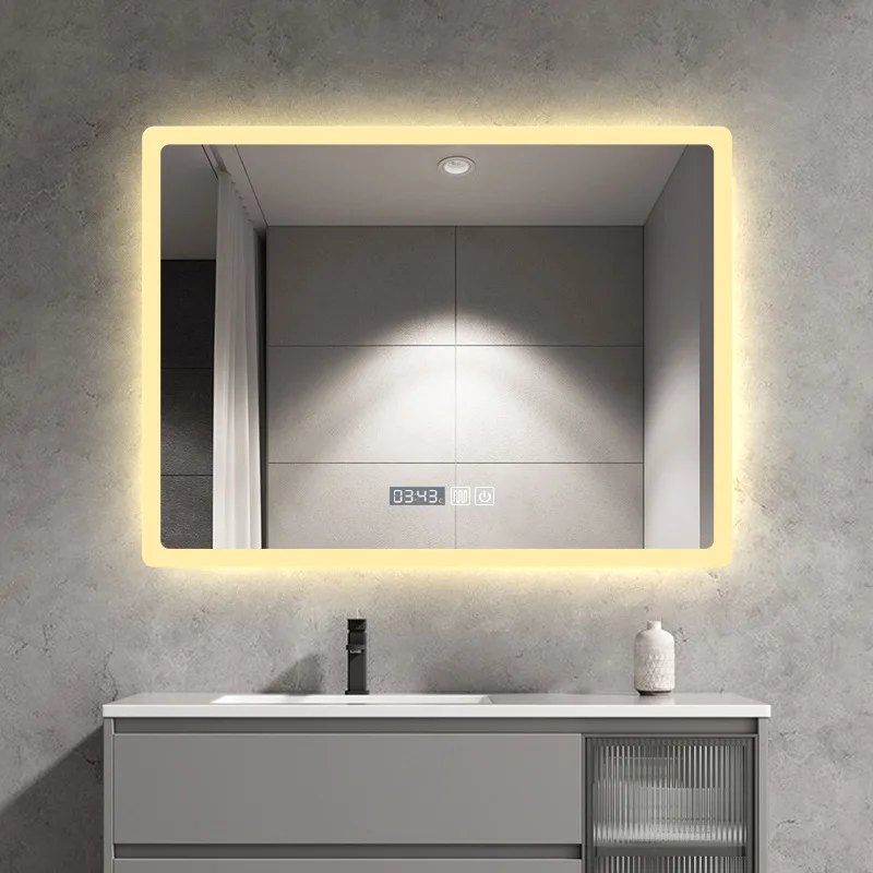 Smart bathroom mirror Wall-mounted anti-fog toilet luminous mirror Toilet square mirror with light