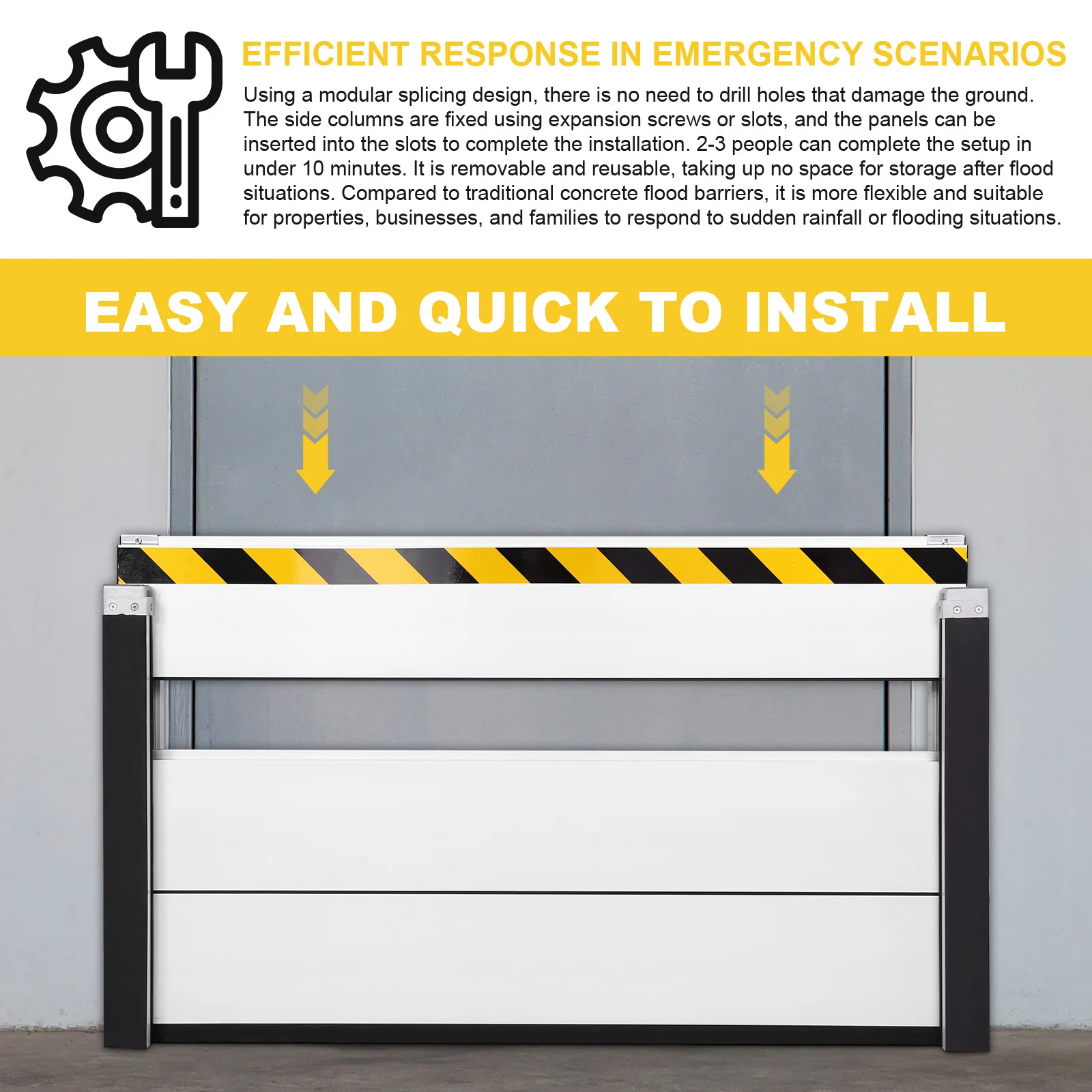 Barriera di protezione dalle inondazioni in alluminio Modulo unità 48.03x23.62 pollici Deflettore di protezione dalle inondazioni per porta d'ingresso/ingresso nel seminterrato/cortile