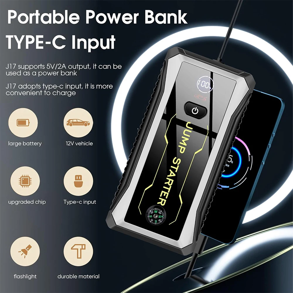 Car Battery Starter 28000mAh Portable Charger Auto Jump Starter 12V Petrol Diesel Car Emergency Booster Start Power Supply