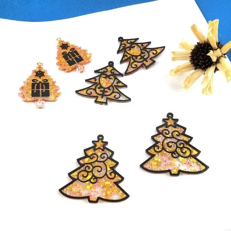 

9шт эпоксидная геометрическая форма Рождественская елка серьги кулон брелок силиконовая форма