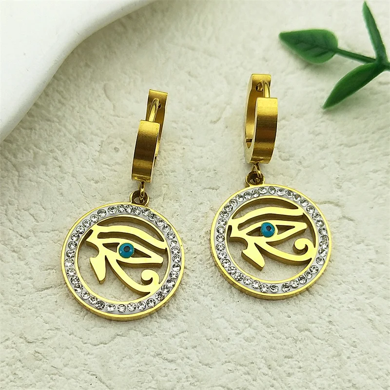 

Turkish Evil Eye Drop Earrings For Women Girls Stainless Steel Gold Color Trend Lucky Amulet Faith Earrings Jewelry Gifts
