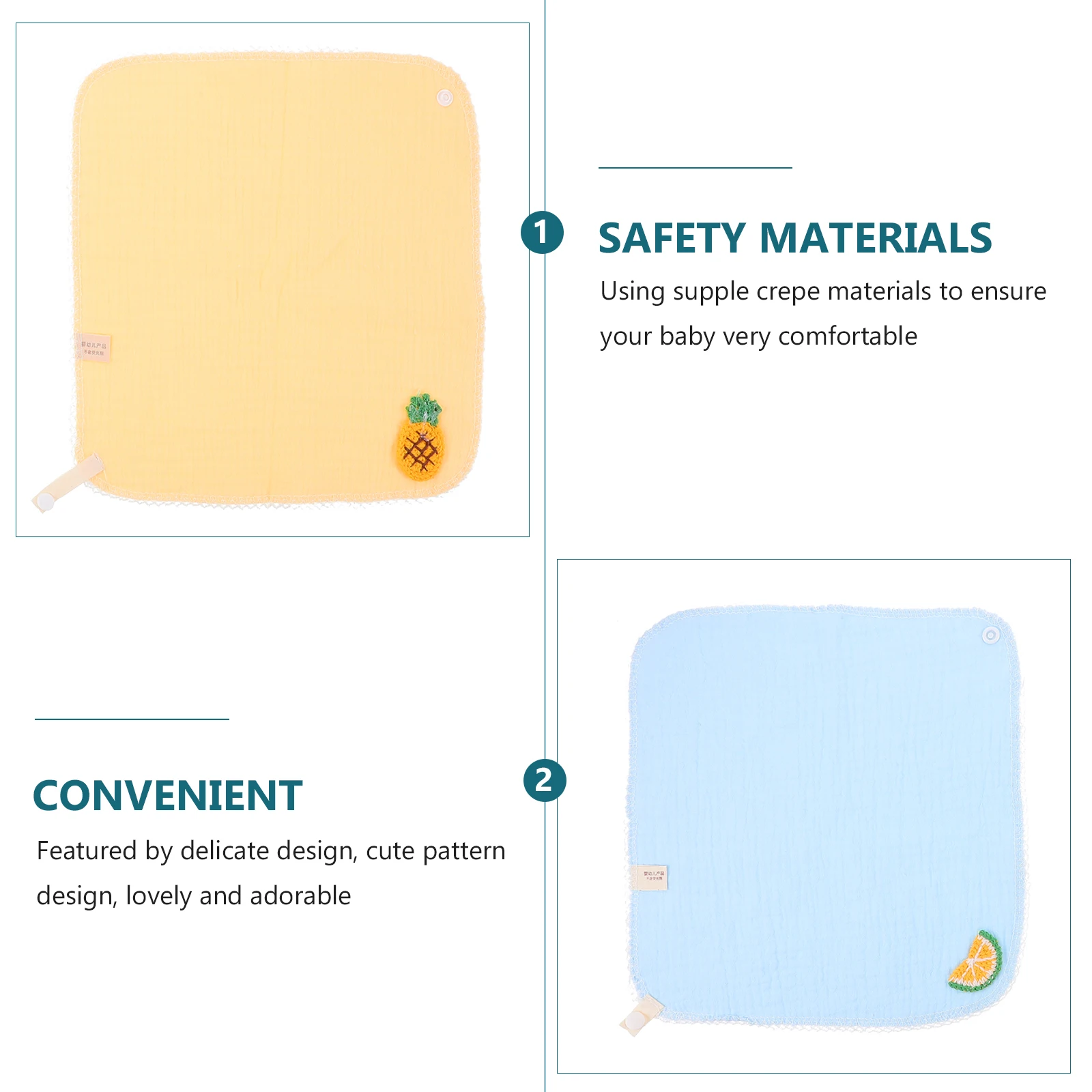 

2Pcs Cartoon Baby Bibs Soft Crepe Infant Drooling Feeding Bibs for Boys Girls Toddlers Toddler Bib Baby Drooling Bib