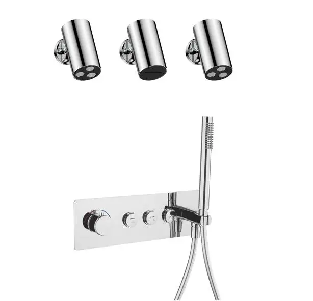 

Оптовая продажа, хромированный душевой набор для ванной комнаты, смеситель для душа, смеситель для ванной комнаты, золотой термостатический скрытый душевой набор с дождевой насадкой