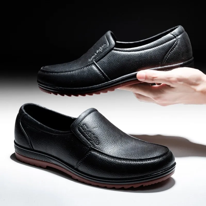 Men's Low-Top Cow Tendon Bottom Rain Boots Anti-Slip Waterproof Wear-Resistant Fishing Kitchen Work Shoes Plastic Sole view 2