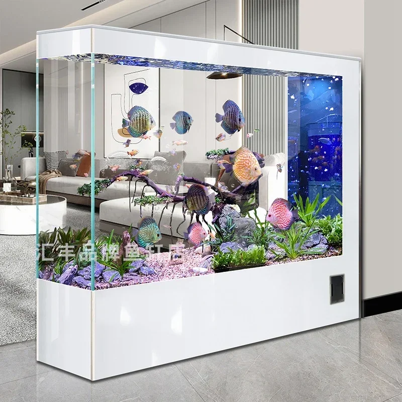 

Fish Tank Living Room Super White Glass Medium and Large Ecological Self-Circulation Fish Globe