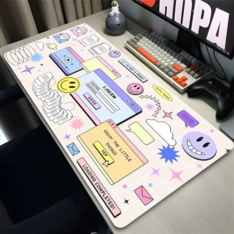 pink Mouse Pad Retro Steam Wave office Table Mat purple Keyboard Pad low pixel Anime Gaming Accessories Esports Gamer Mousepad