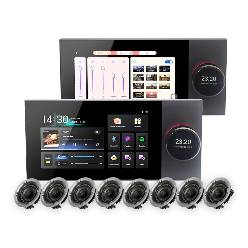 

7-Inch Touch Screen Smart Home System with Mini System 8-Channel Wall Amplifier for Background Music