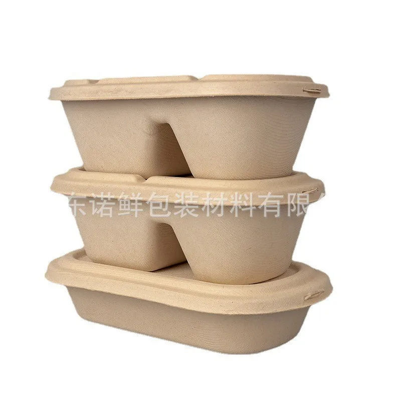 Custom Light Meal Salad Box Disposable Paper Pulp Packing Box Biodegradable Food Container Takeout Box Fitness Fast