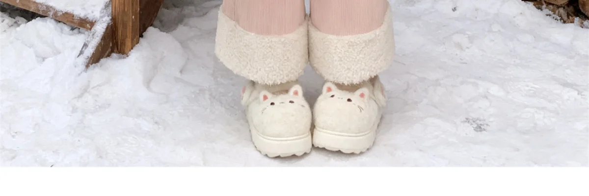 Neue schwarze flauschige Katzenpantoffeln für Damen, bezaubernde Tier-Schuhe, flauschige Hausschuhe, Damen-Winter-Plüsch-Mary-Jane-Slipper. – Detail 7