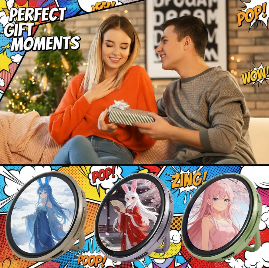 

2026 For E-Badge Smart Bluetooth Anime Display Touch Screen LED Button Dynamic Electronic Badge Dynamic Gift For Otaku Fans