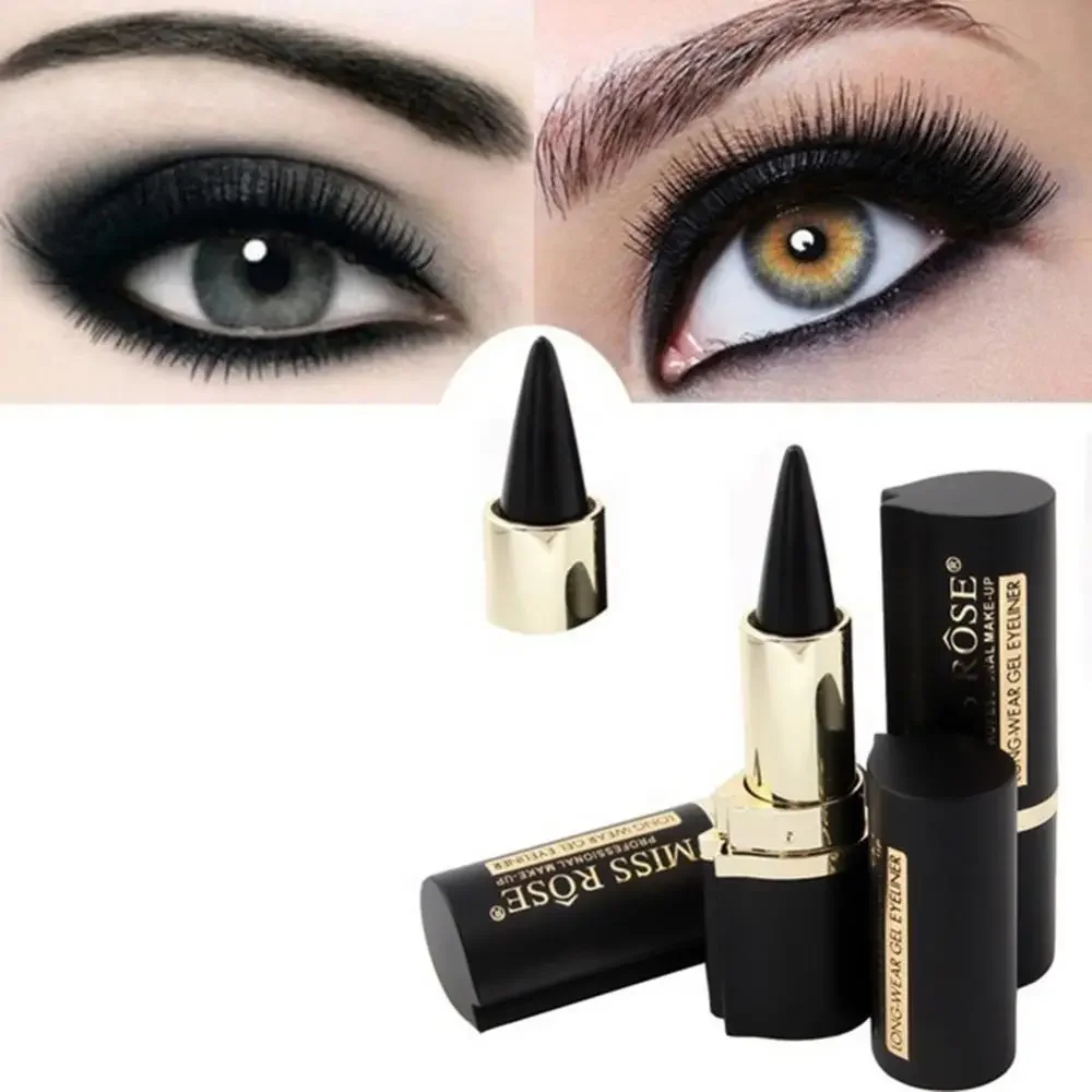 Black Eyeliner Pencil Waterproof Eye Enhancing Stick Solid Thick Gel Smooth 24 Hours Long Lasting Smoky Eye Liner Cosmetic Beaut