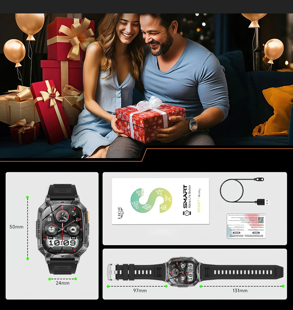 Lige Militärische Herren Smartwatch Mit Gesundheitsmonitor_voghion.com