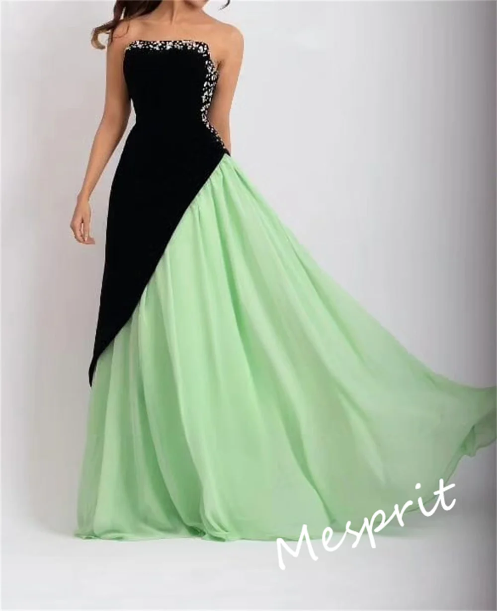 Hoge Kwaliteit Strapless A-Lijn Vloer Lengte Quinceanera Jurk Strass Chiffon Formele Gelegenheid Jurk Bal Вечернее Платье