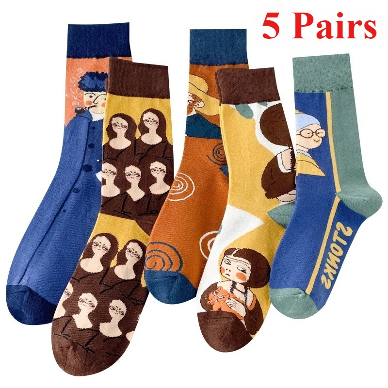 

5 Pairs Novelty Woman Socks Harajuku Cotton Women Men Funny Socks Hip Hop Funny Skateboard Long Socks