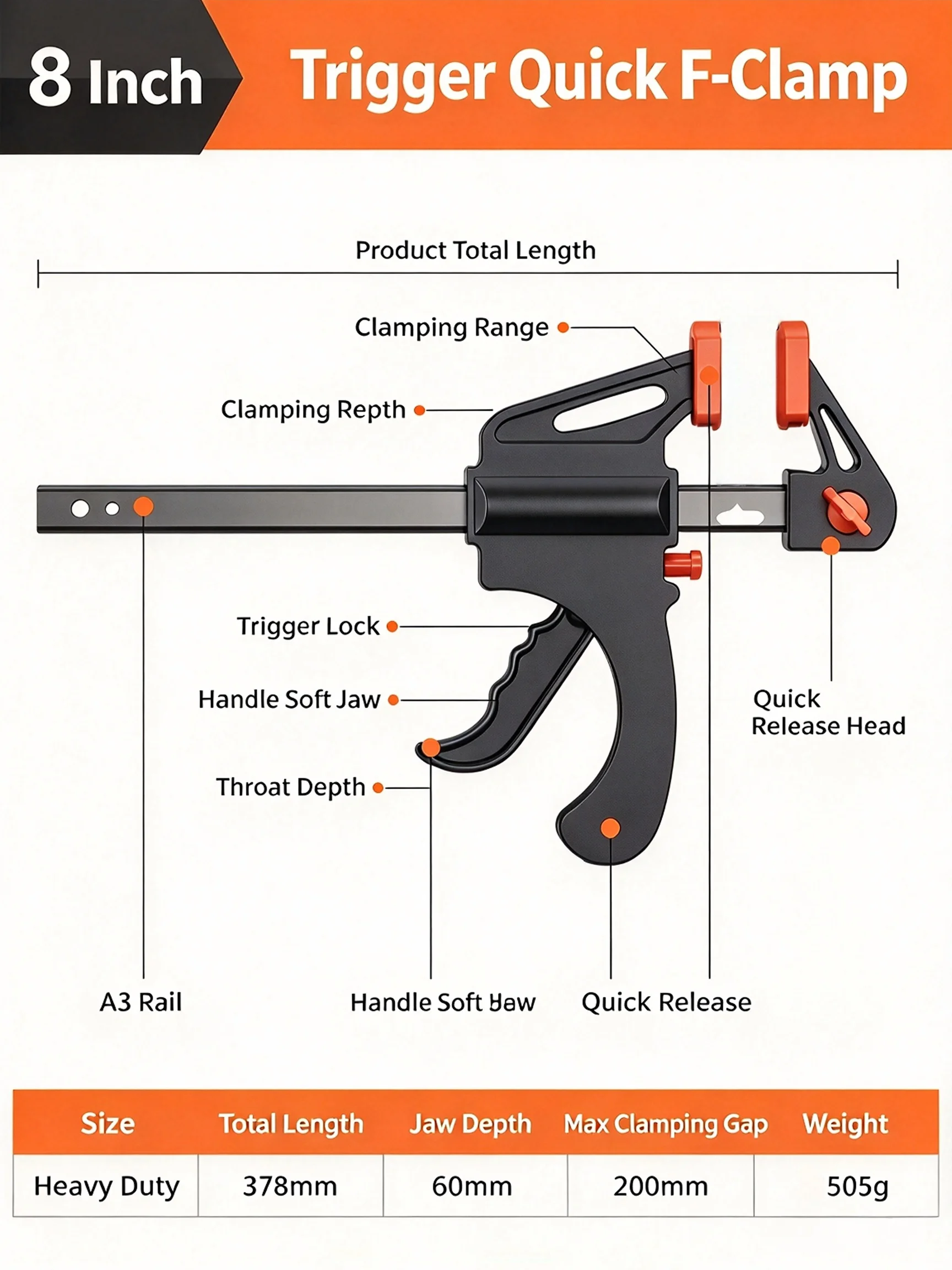 6 Inch Bar Clamp Woodworking Quick Grip F Clamp One Handed Ratchet Release Carpenter Tool