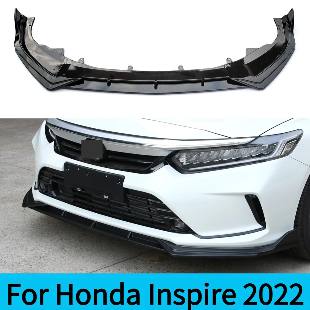 For onda Inspire 2022 Front Bumper Lip Spoiler Trim Glossy Carbon Fiber Look Styling Kit Durable Polyurethane Construction