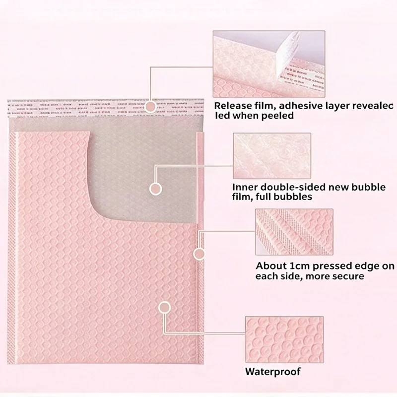 50pcs Co Extruded Film Bubble Mailer Foam Self Adhesive Waterproof Transport Bag Used For Packaging And Mailing