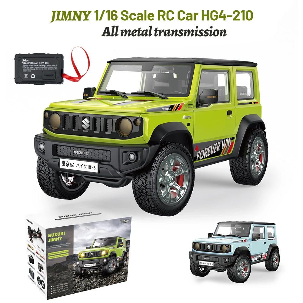 

Радиоуправляемая модель автомобиля HengGuan SUZUKI JIMNY HG4-210 PRO в масштабе 1:16 с имитацией света, звука и дыма, для взрослых и детей