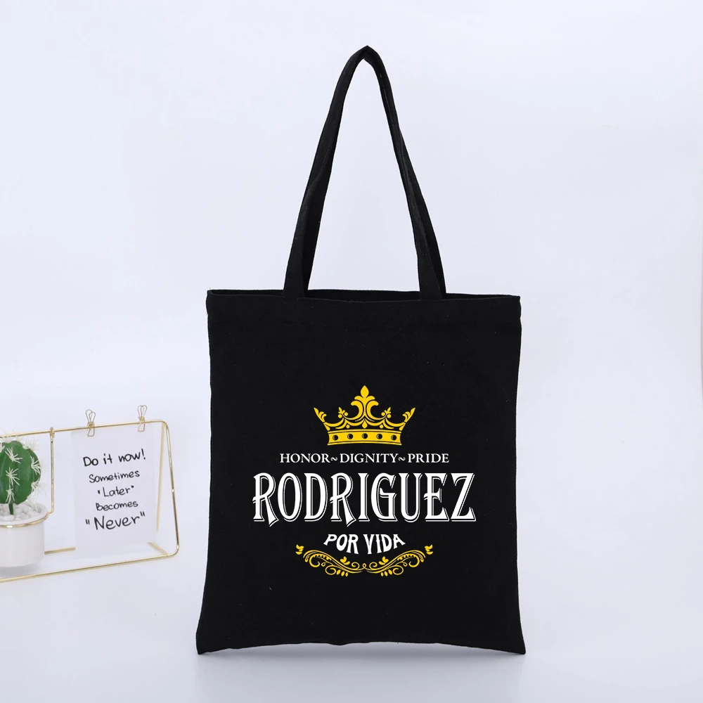 Crown and Typography Print Canvas Tote Bag, Urban Style for Daily Shopping and Casual Outings