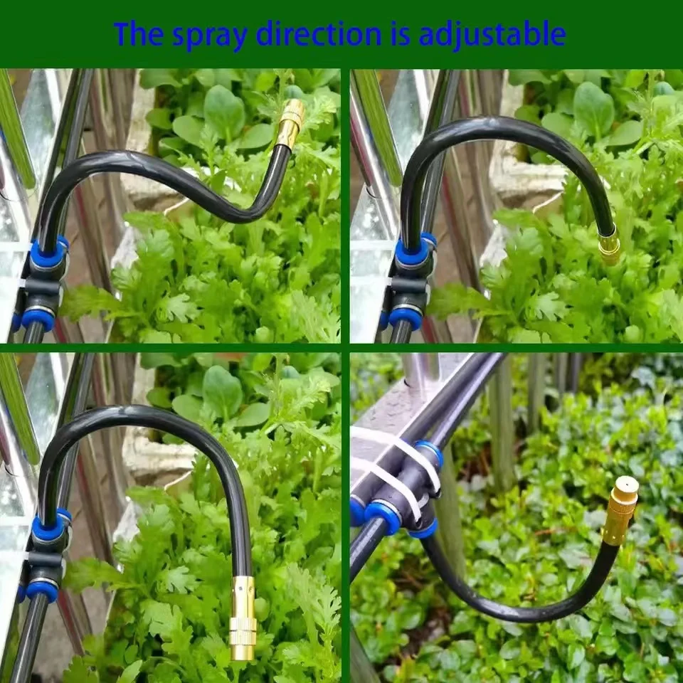 5/10/15/20pcs Free Bending Yellow Copper Mist Nozzle 8mm Straight Push Lock Joint Garden Watering Humidification  Sprayer