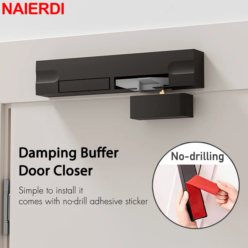 naierdi-油圧バッファドアクローザー自動ソフトクローズミュート不可視ダンパー挟み込み防止調整可能な速度ドアハードウェア
