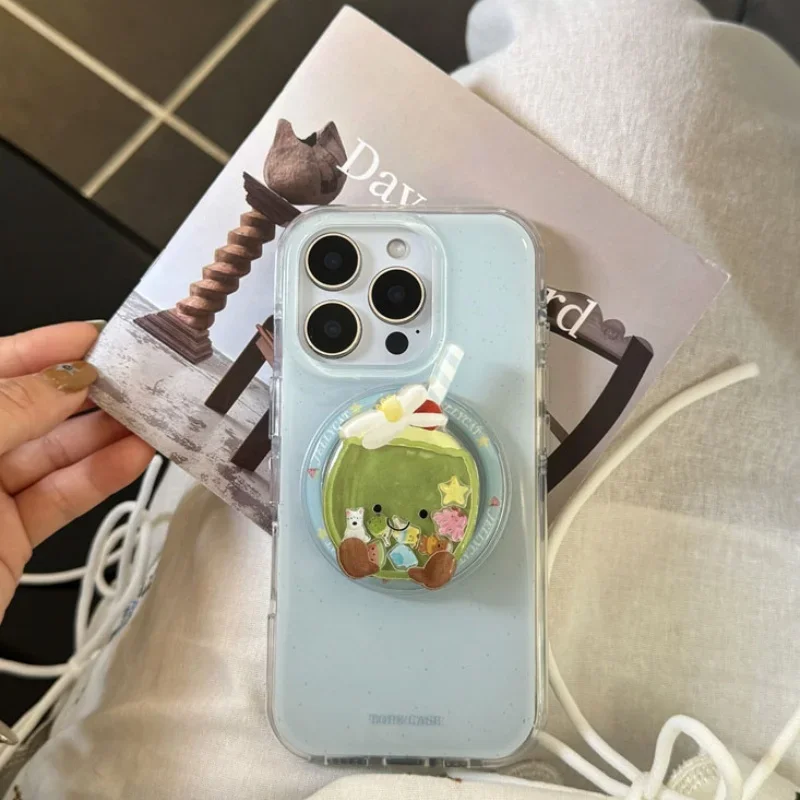 Adequado para suporte magnético do telefone bonito aperto titular areia movediça shake iphone aperto acessório de coco