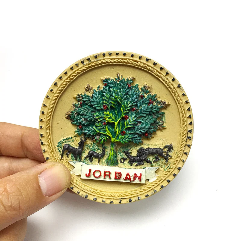 

Kingdom of Jordan Hashemite Kingdom Personalized Creative Ancient Tree Round Magnetic Fridge Magnet High Aesthetic 3D Home Deco