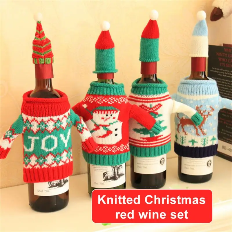 New Year 2024 Gift Santa Claus Wine Bottle Dust Cover Xmas Noel Christmas Decorations for Home Navidad 2025 Dinner Table Decor