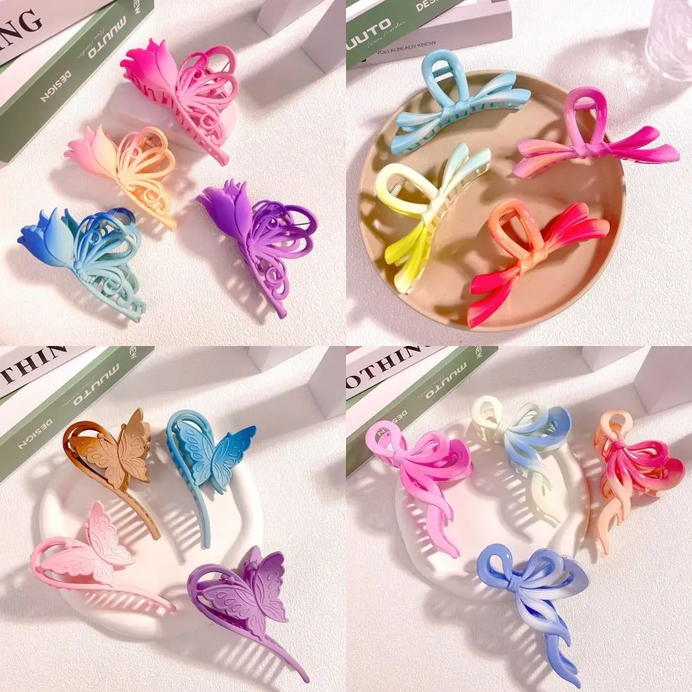 Pinzas de garra de tiburón con contraste de Color, accesorio para el cabello, agarre fuerte, pinza grande para el cabello, cinta de lazo, pinzas para el cabello de tulipán para niñas