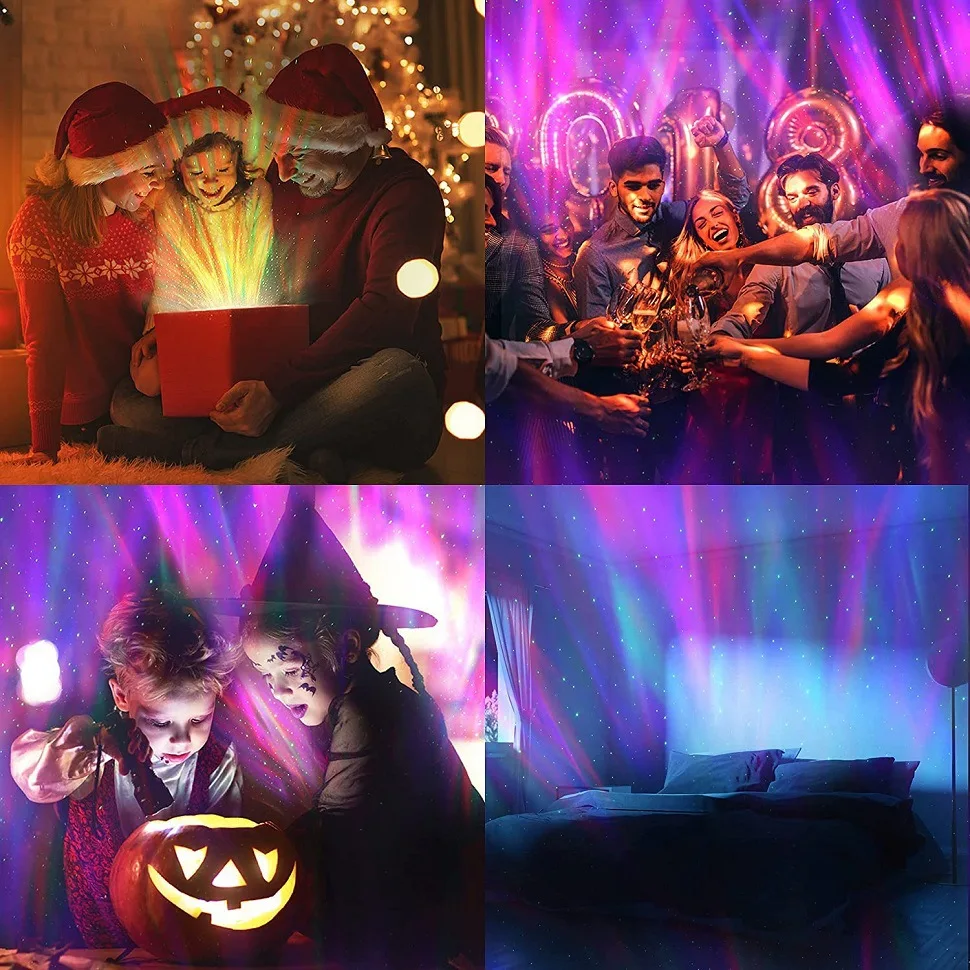 1pc USB Powered Water Ripple Light With Remote Control Starry Sky LED Projector Lamp Multicolor RGB Crystal Desk Lamp Home Decor