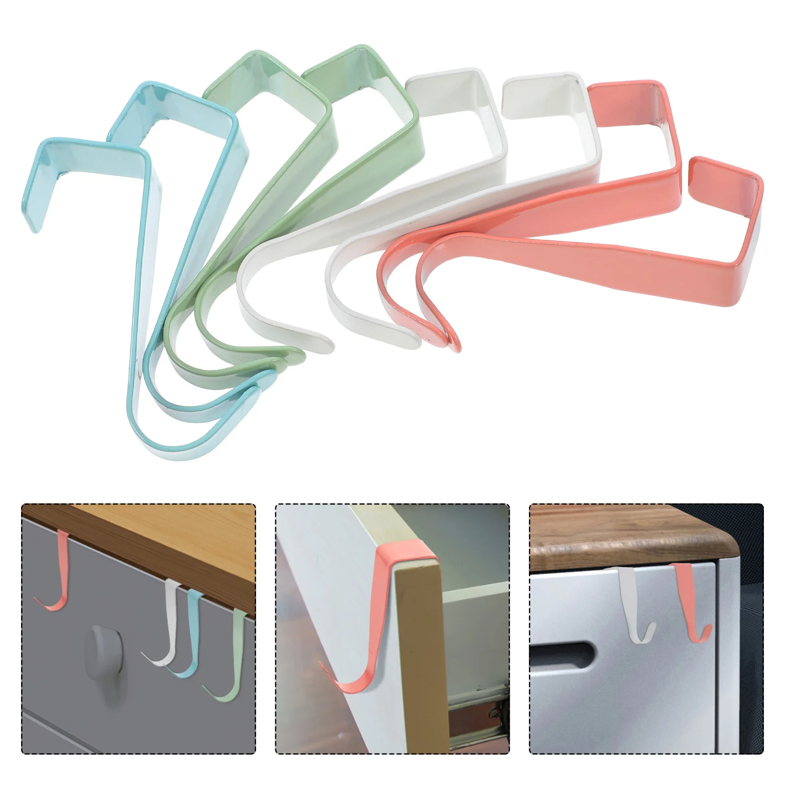 

8Pcs Over Door Cabinet Hooks Durable Multifunctional Space Saving Rack for Clothes Towel Hanging Kitchen Bathroom Bedroom Door