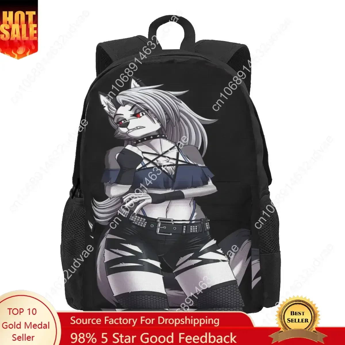 Helluva Boss Loona Backpacks Bookbag School Bags Cartoon Travel Rucksack Shoulder Bag Large Capacity