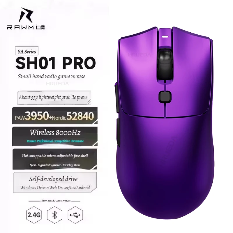 

RAWM SA-SH01PRO Gaming Mouse Wireless Bluetooth Tri-Mode 8k Hot Swap Lightweight E-Sports Gaming Mosue For PC Gamer Accessoires
