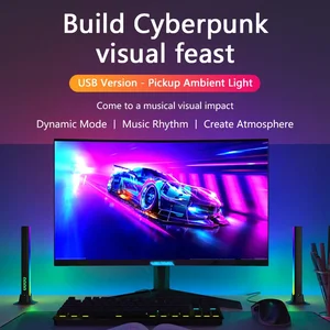 RGB LED Desktop Floor Lamp, Barras de Luz Noturna, Música Ritmo, Luzes Atmosféricas, Backlight para Jogos, TV, Decoração do Quarto 12 principais vendas luminaria bambu chao - №9