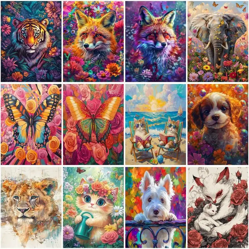 CHENISTORY Painting By Numbers Animal Kit Acrylic Paint On Canvas Modern Wall Art DIY Picture By Number Home Decor