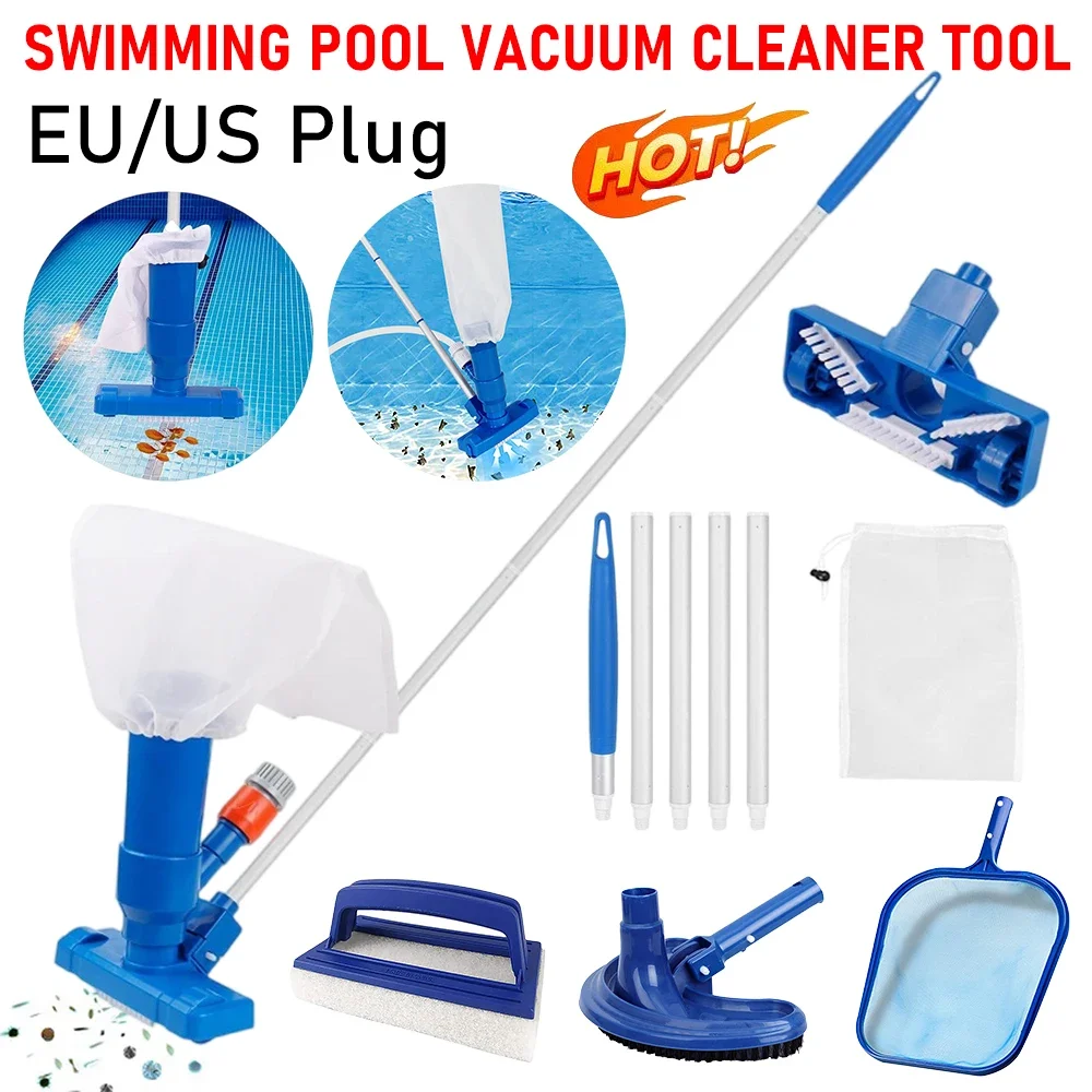 

Professional Pool Vacuum Cleaning Tool Swimming Pool Cleaner Set Cleaner Brush for Hot Spring Outdoor with EU connector Pool net