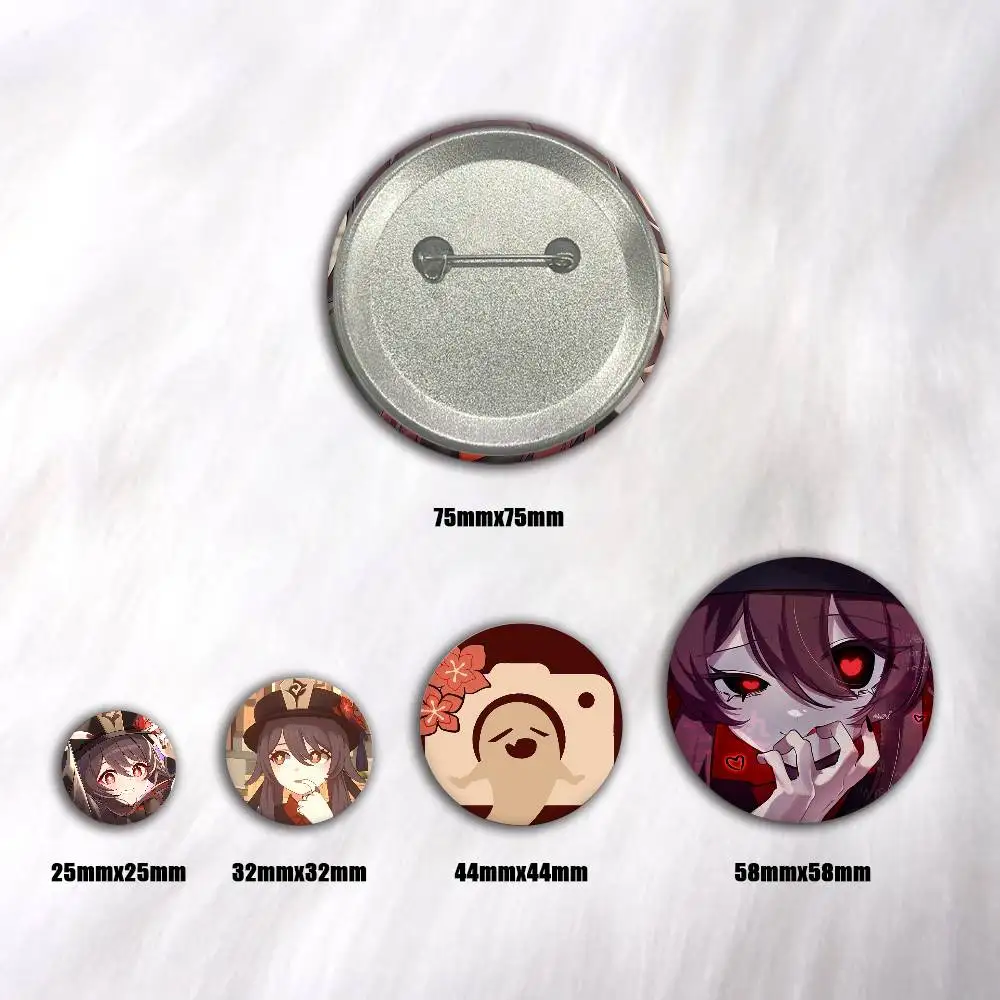 A-genshin Impact Hu Tao Anime Round Badges, Brooches, Clothing Accessories, Birthday Gifts, Anime Conventions