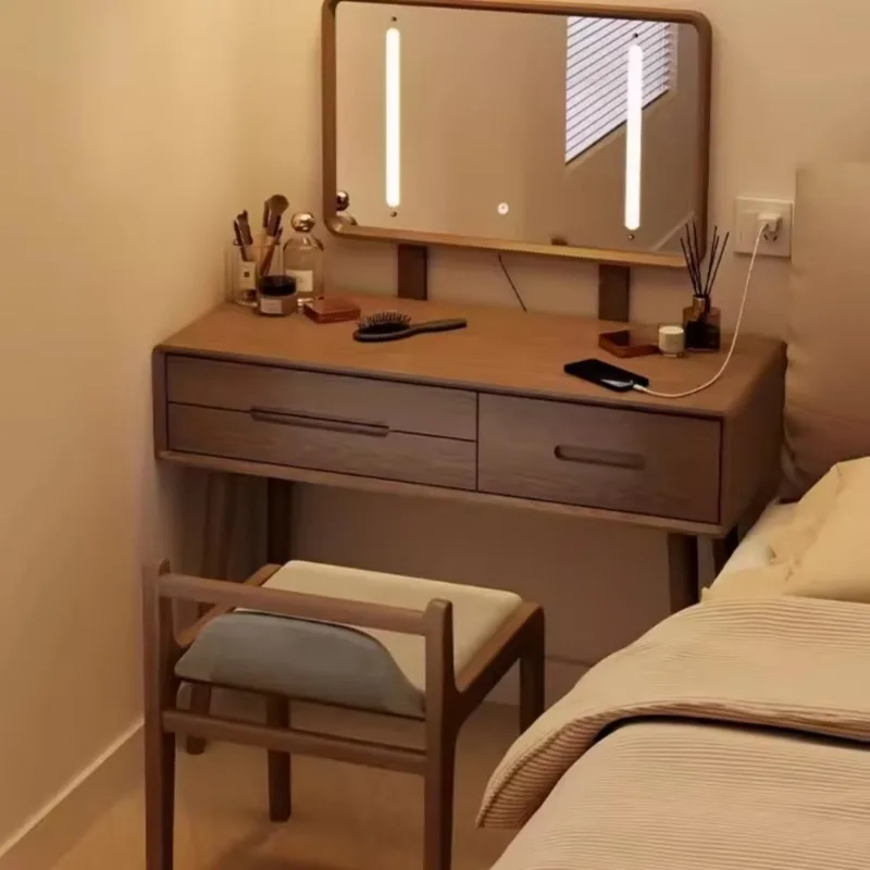 

Modern antique style custom solid wood dresser with oversized makeup mirror dresser