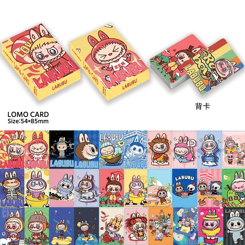 Spot Labubu Double-sided 30pcs Card Cartoon Photo Card Box, High-definition Card, LOMO Card, Greeting Card, Bookmark