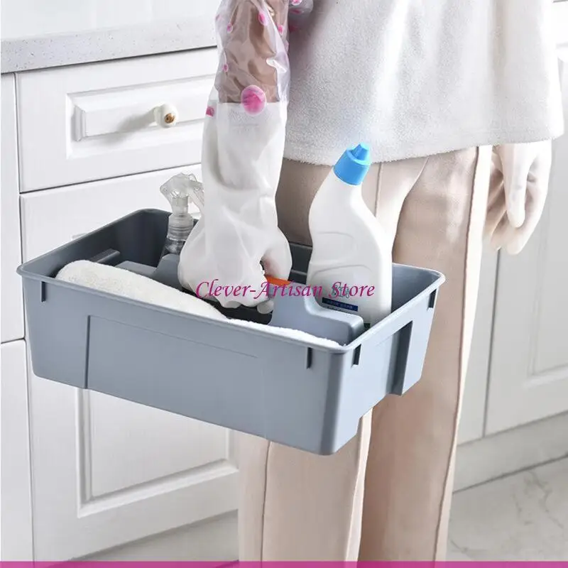 E06B 2 Dividers Tool Storage Box Portable Plastic Hardware Toolbox with Handle for Home Kitchen Living Room