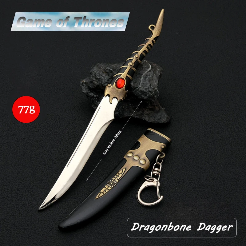 Portachiavi Dragonfang Mini Dagger 18CM Accessorio portachiavi fantasy Guardiani dei troni in metallo antico